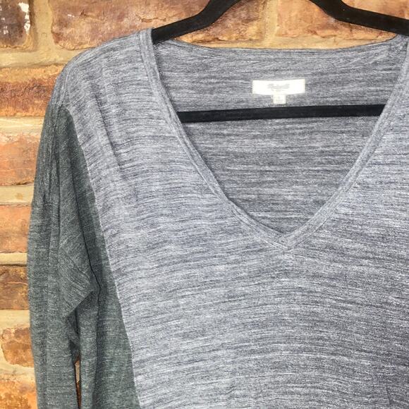 Madewell Two-Tone Gray Color Block Long Sleeve All Around Top Women's Size Small - Picture 3 of 6
